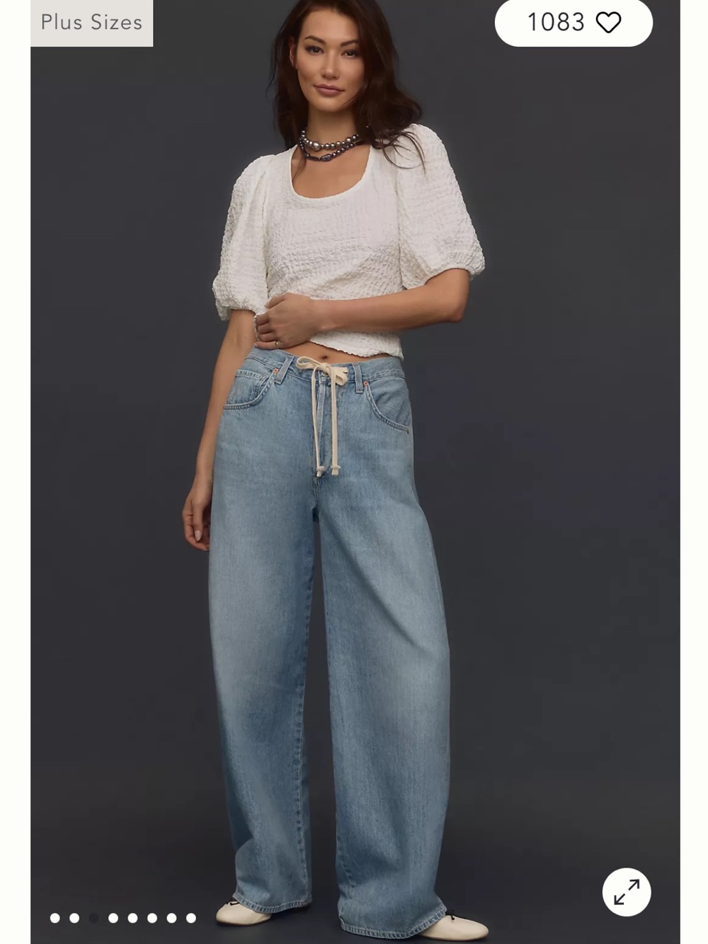 Anthro Maeve White Textured Puff-Sleeve Scoop Top